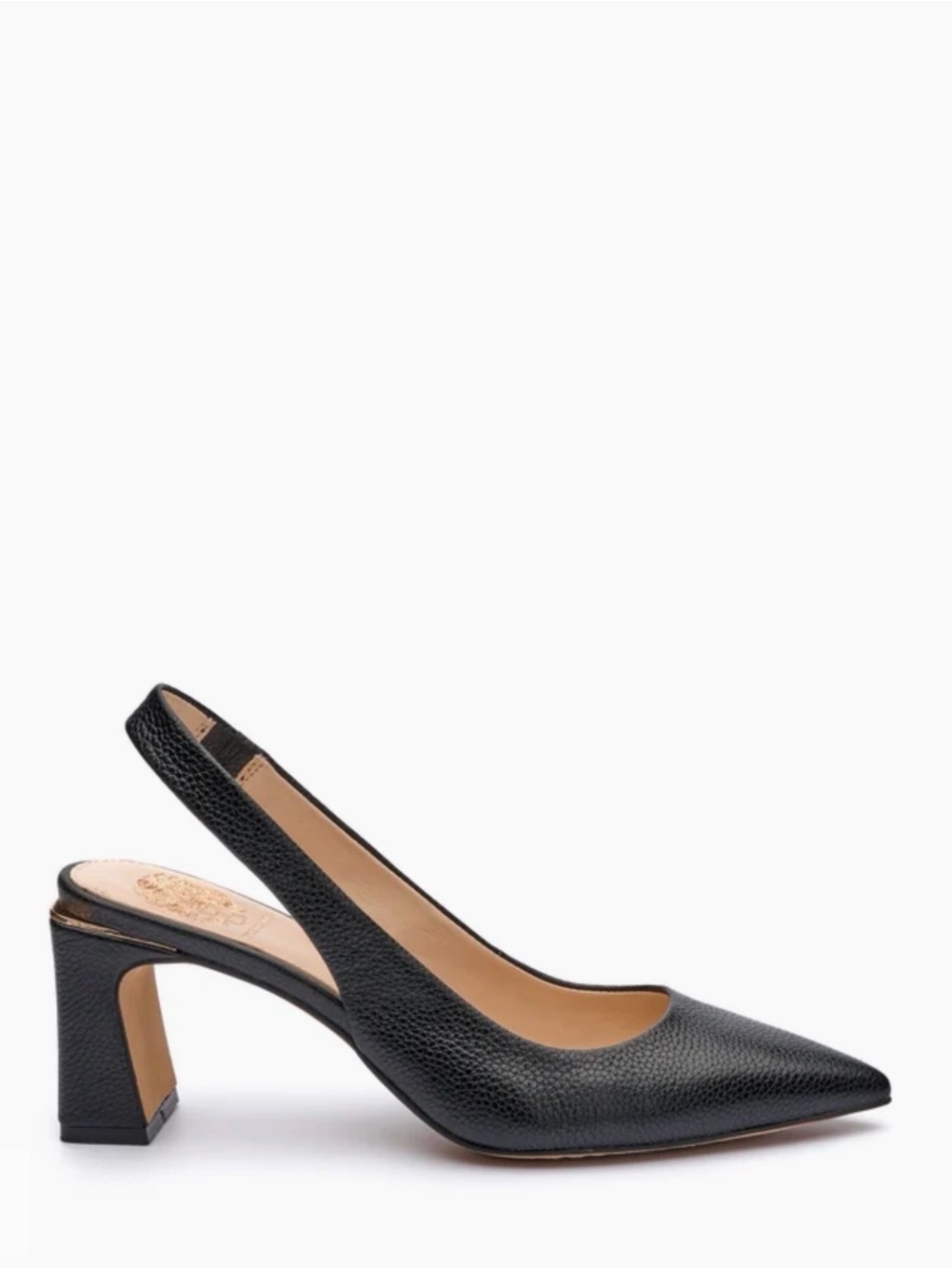 Vince Camuto Black Pointed Slingback Block Heel